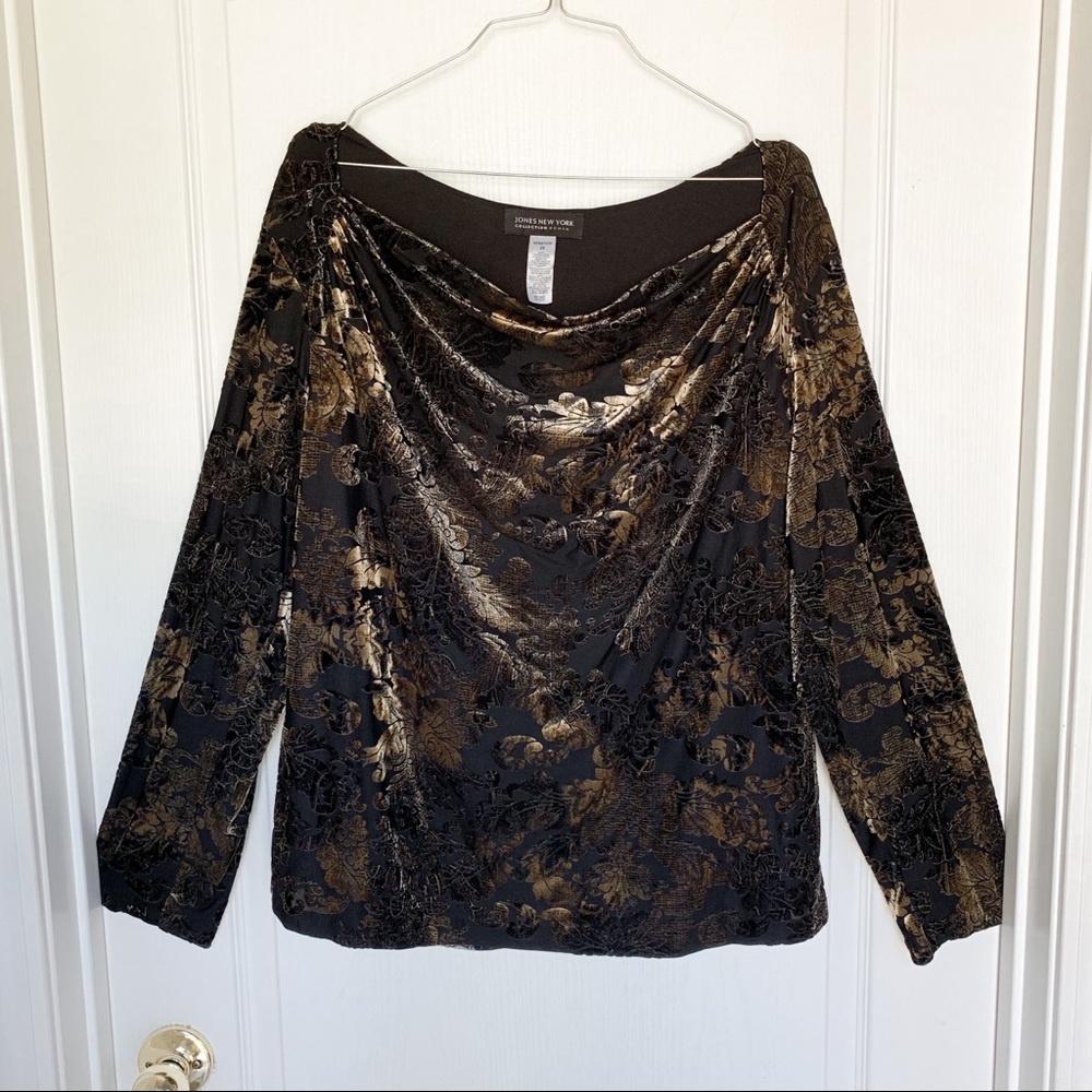 JONES NEW YORK COLLECTION Demask Print Blouse